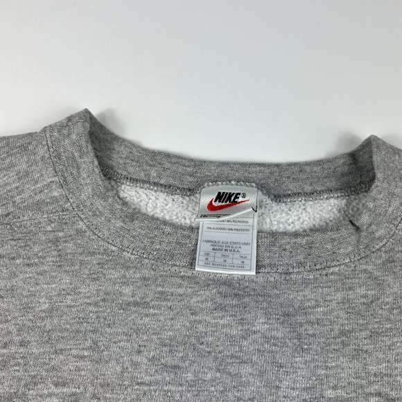 VTG 90s Nike Adult Sweatshirt Medium Boxy Grey Black Contrast Crewneck Made USA - Picture 5 of 14